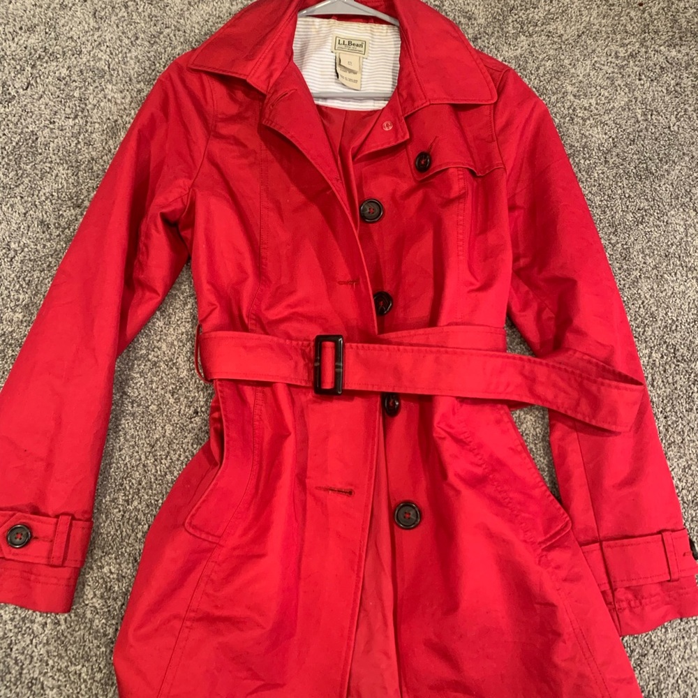 Bright Red L.L. Bean Trench Coat